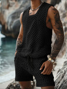 Elevate your style with our Men's Plus Size Hollow Out Round Neck Tank and Shorts Set. Stand out in this bold and edgy ensemble featuring a wide mesh design. Perfect for the daring individual looking to make a statement. Be the center of attention with Cruisin Essentials unique and exclusive set.