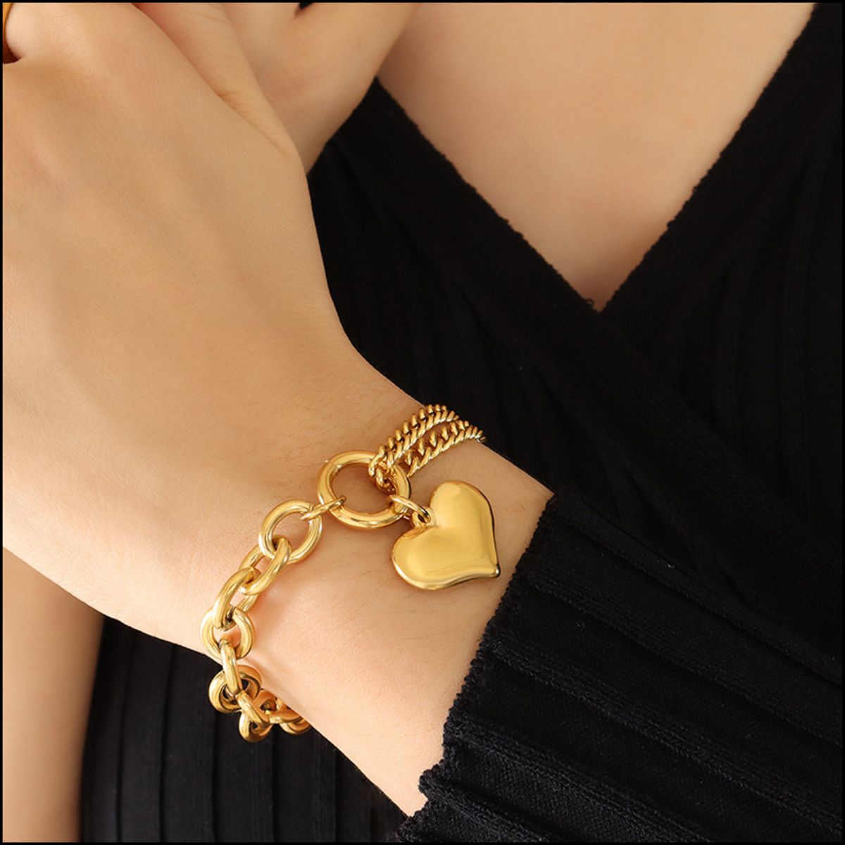 Shop Cruisin Essentials for dresses to add delight to your jewelry style with our Chunky Heart Bracelet, crafted with top-quality titanium steel for durability and a unique design. This half heart bracelet adds an elegant touch to any outfit while resisting corrosion and tarnishing. Stand out in this stunning piece that'll last for years to come.