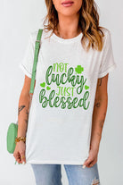 Be reminded of your blessings in our NOT LUCKY JUST BLESSED t-shirt. Spread good vibes with this inspiring top.