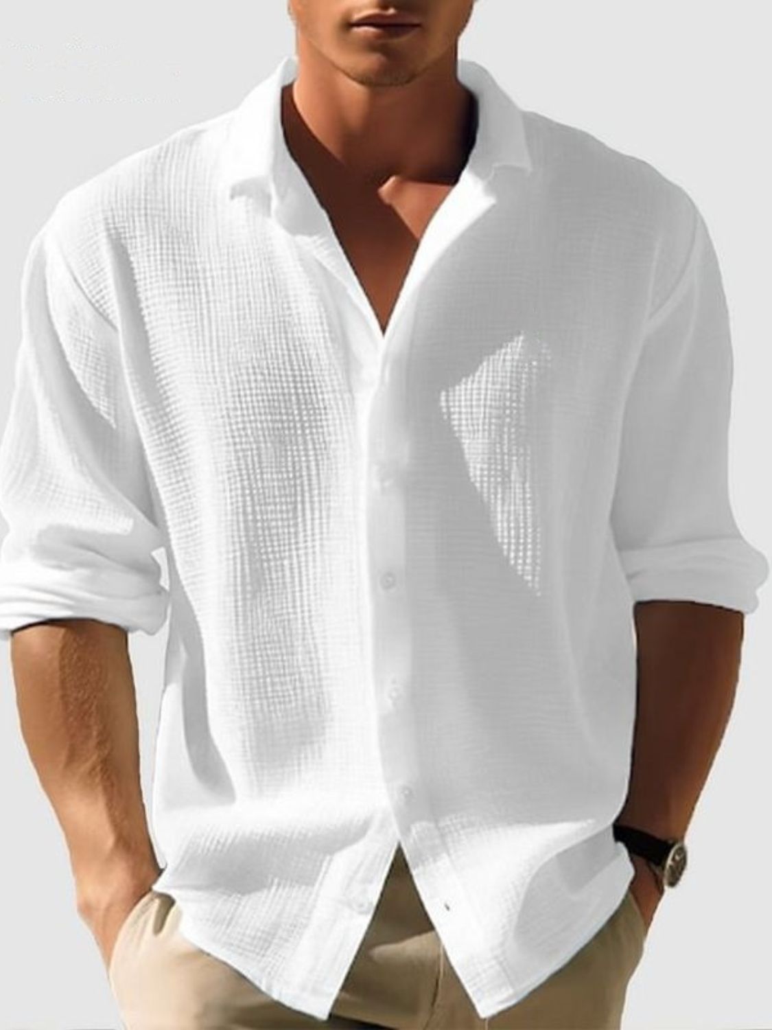 Introducing our Men's Full Size Collared Neck Button Down Long Sleeve Shirt, designed for loose comfort and style. With full size options available, this classic shirt provides a comfortable and versatile fit, small to xxxl for all body types. Perfect for any occasion, make a statement with this stylish shirt.