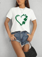 Add a touch of luck to your style with our Heart Lucky Clover T-Shirt. Featuring a round neck and short sleeves, this soft and stylish tee is perfect for casual wear or dressing up. The heart and clover design will show off your lucky charm and bring a touch of inspiration to your wardrobe.