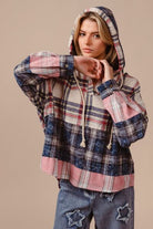 Take risks while styling with the Drawstring Plaid Drop Shoulder Hoodie! The trendy plaid pattern and relaxed drop shoulder fit add an edgy touch. Adjust the hoodie with the drawstring for a chic and practical look on cooler days. Basic yet fashionable.