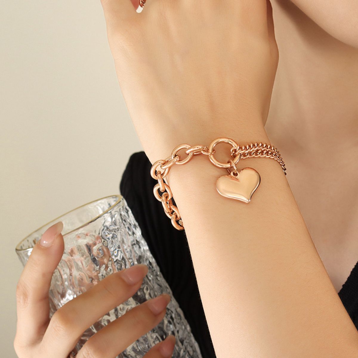 Your style, affordable shopping, Cruisin Essentials' Chunky Heart Bracelet. Crafted with durable titanium steel, this half-heart bracelet adds a touch of elegance to any outfit. The unique design resists corrosion and tarnishing for long-lasting wear. Indulge in this stunning piece and stand out from the crowd!