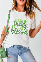 Embrace positivity and spread the good vibes with our NOT LUCKY JUST BLESSED round neck t-shirt. Made with comfortable fabric, this shirt proudly displays a powerful message, reminding you of your blessings every time you wear it. Let this inspiring t-shirt be a constant reminder to count your blessings and stay positive.