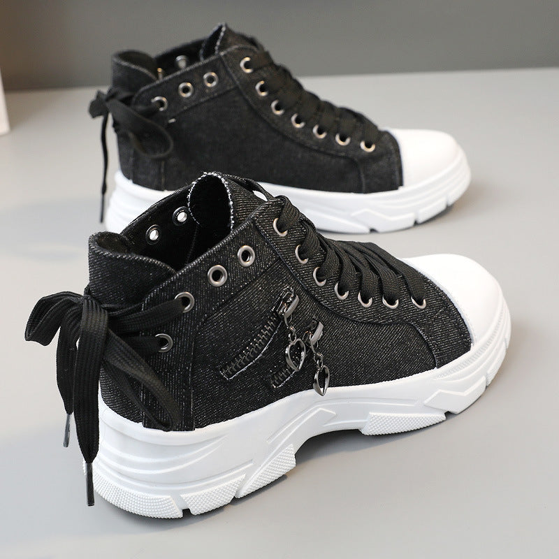 Take your sneaker game to new heights with Decor Zipper Lace Up Platform Sneakers! Lace-up and get ready to elevate your style with a trendy zipper detail and comfortable platform sole. Perfect for any outfit, these sneakers are a must-have for those who like to take risks and stand out.