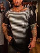 Embrace the day in style with our Men's Plus Size Round Neck Short Sleeve Striped T-Shirt! Boasting a daring round neck and timeless striped pattern, this bold shirt is perfect for the risk-taker. Make a bold statement and conquer any obstacle with fearless confidence.