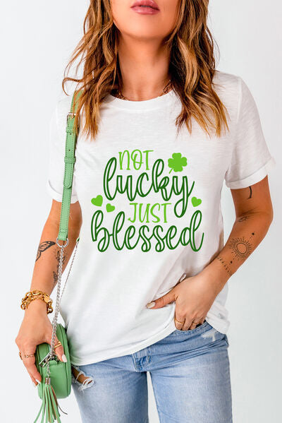 Positivity starts today with your Cruisin Essentials Blessed Tee.
Embrace positivity with our NOT LUCKY JUST BLESSED t-shirt. Spread good vibes! 