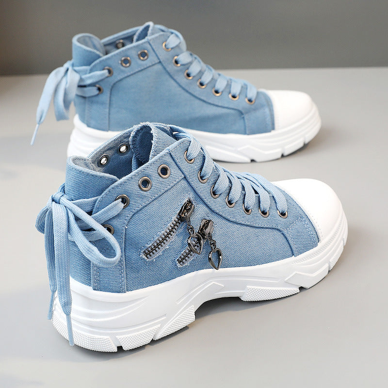 Elevate your sneaker game with Decor Zipper Lace Up Platform Sneakers. Featuring a stylish lace-up design, comfortable platform sole, and unique zipper detail, these sneakers are the perfect addition to any outfit. Stay trendy and comfortable all day long with these must-have shoes.