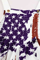 Trendsi Trends honors the stars and stripes American Flag overall shorts. Button. Wide straps design.